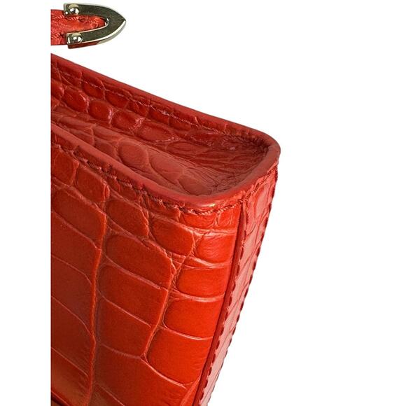 Jimmy Choo River Red Crocodile Embossed Leather Bag - Picture 11 of 14